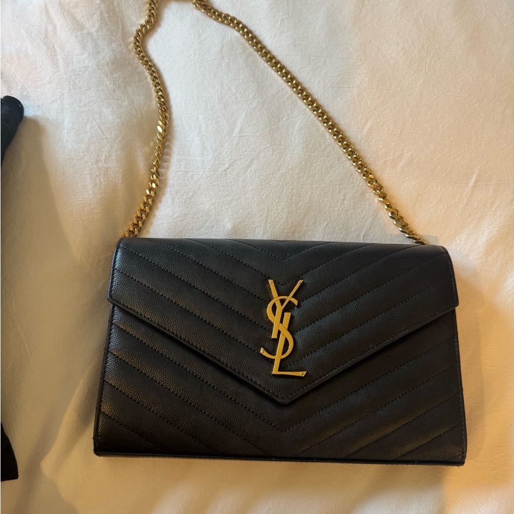 Yves Saint Laurent Black Quilted Leather Chain Bag